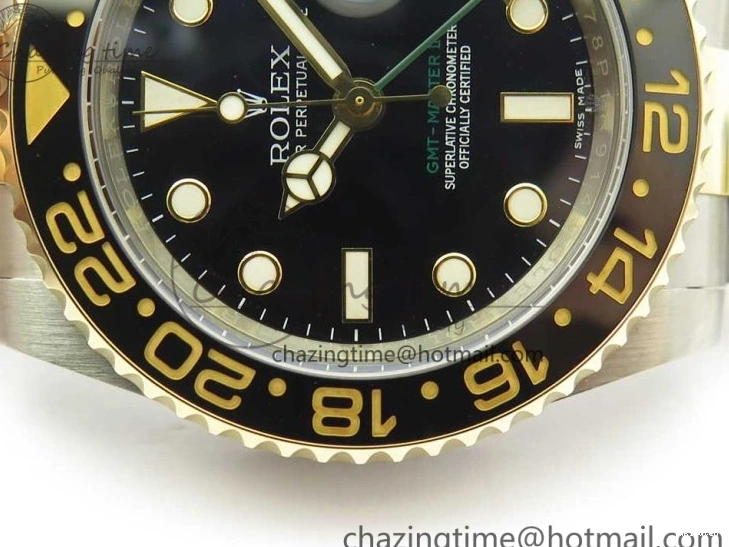 Edition GMT-Master II (Correct 1:1 Best 904L Hand Noob A3187 116713 Stack) LN YG Wrapped Steel Black Ceramic Thick 0209